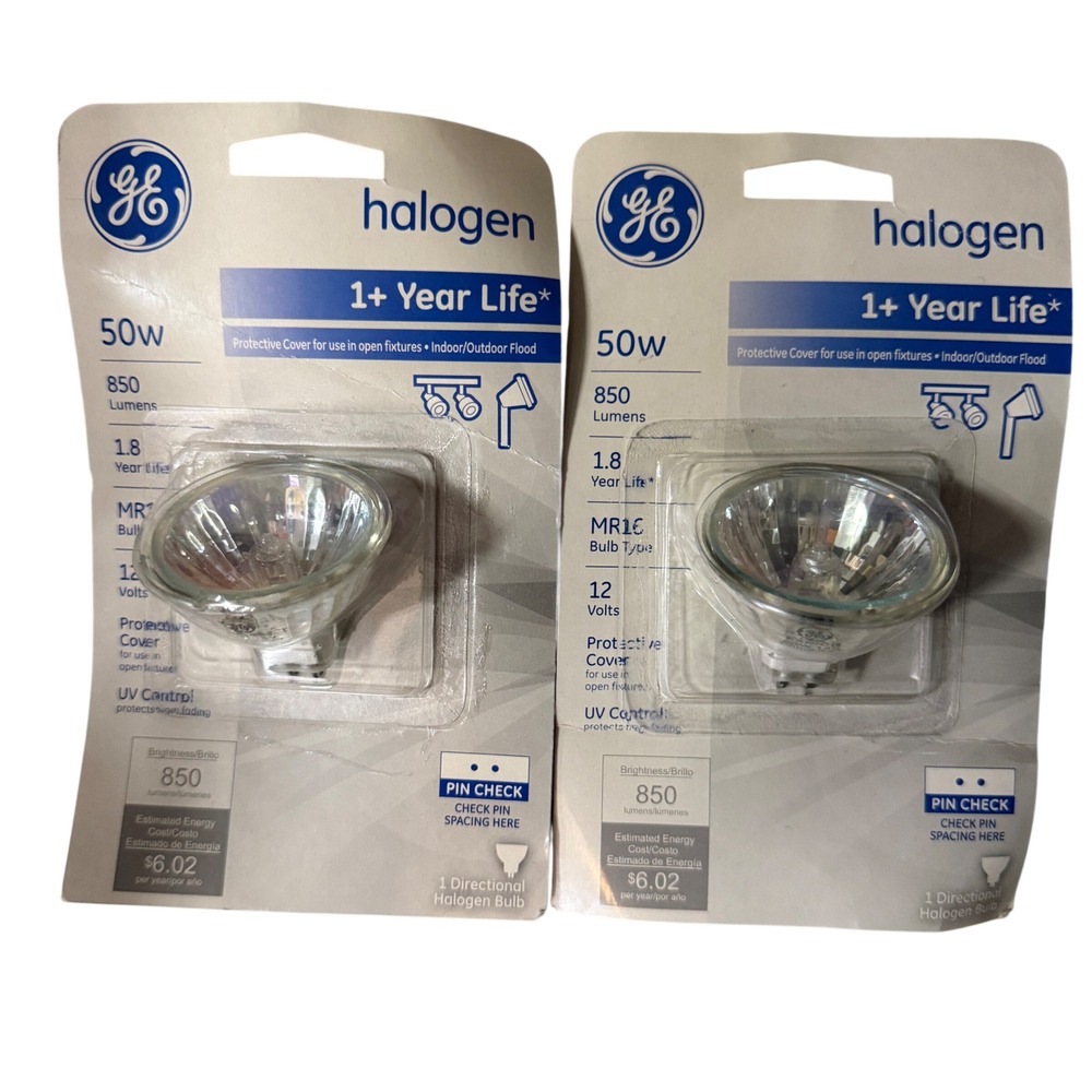 GE 50W MR16 Halogen Flood Light Bulbs 12V 850 Lumens 3000K Warm White 6 Pack